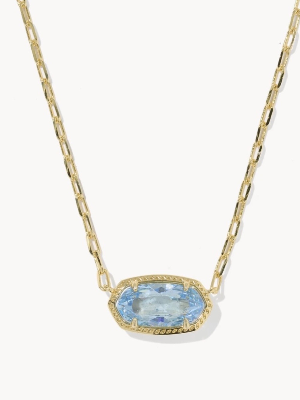 Kendra Scott Elisa Luxe Gold Short Pendant Necklace in Light Blue CZ